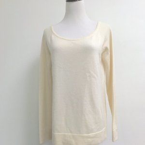 Dawn Baker off white cream 100% cashmere scoop neck tunic sweater 1 small